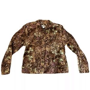 Christopher & Banks Brown Floral Top Womans XL